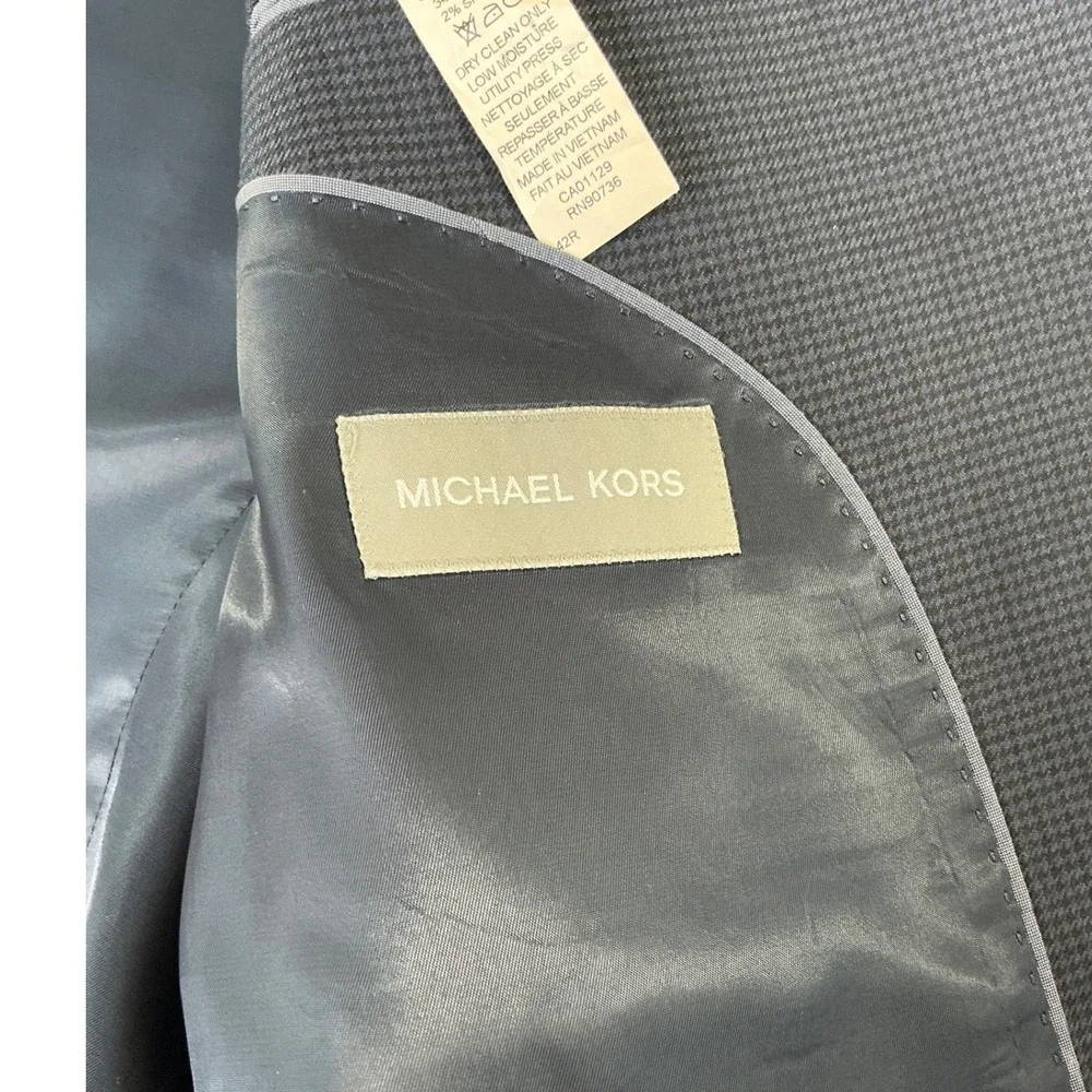 Michael Kors Blazer Mens 42R Navy Blue Micro Check Two Button Sport Coat